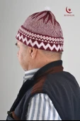 Kırçıllı Triko Örme Hacı Takkesi Bordo thumbnail 1