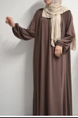 Medine İpeği Elbise Bej thumbnail 4