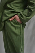 Hac ve Umre İçin Erkek Takım-Lastikli Pantolon&Dik Yaka Gömlek Yeşil thumbnail 3