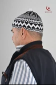 Kırçıllı Triko Örme Hacı Takkesi Siyah - 1