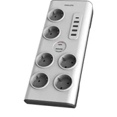 Philips SPN7060WA/62 5 Usb Girişli 6'lı 2 m Anahtarlı Akım Korumalı Priz - 1