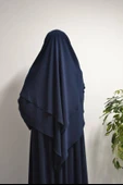Medine İpeği Elbise- Sufle ve Peçe Takım Üç Parça Set Lacivert thumbnail 3