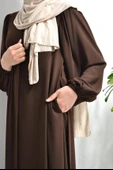 Medine İpeği Balon Kol Ferace Kahverengi thumbnail 2