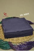 Flamlı Kare Pamuklu Eşarp Mor 10 Adet - 2