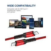 Jsaux 60W 100CM USB C To USB C Type-C Kablo iPhone 16/16 Plus/16 Pro/16 Pro Max, iPhone 15, Galaxy S24/S23/S22, Car Play, Macbook, iPad Pixel-Grey ile Uyumlu Usbc Type C Hızlı Şarj Data Kablosu CC0018 thumbnail 4