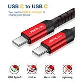 Jsaux 60W 100CM USB C To USB C Type-C Kablo iPhone 16/16 Plus/16 Pro/16 Pro Max, iPhone 15, Galaxy S24/S23/S22, Car Play, Macbook, iPad Pixel-Grey ile Uyumlu Usbc Type C Hızlı Şarj Data Kablosu CC0018 thumbnail 5
