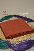 Flamlı Kare Pamuklu Eşarp Kiremit 5 Adet thumbnail 5