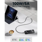Jsaux Usb C - Usb C Kablosu 100WATT 5 Amper Type-C Süper Hızlı Şarj ve Data Kablosu - 2