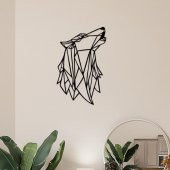 Geometrik Uluyan Kurt Lazer Kesim Metal Duvar Tablo 57x92cm - 2