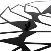Geometrik Uluyan Kurt Lazer Kesim Metal Duvar Tablo 57x92cm - 3