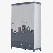 Montessori Çocuk Odası - City Montessori 3 Kapılı Dolap, Yavrulu Yatak, Şifonyer - Gri - 5