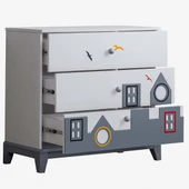 Montessori Çocuk Odası - City Montessori 3 Kapılı Dolap, Yavrulu Yatak, Şifonyer - Gri - 4