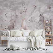 Safari Tilki, Tavşan, Kuş Orman Çocuk Odası Duvar Kağıdı Baskı thumbnail 4