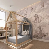 Safari Tilki, Tavşan, Kuş Orman Çocuk Odası Duvar Kağıdı Baskı thumbnail 2