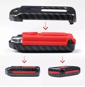 Honda Civic FC5 FB7 FK7 Accord-Crv City Karbon Kırmızı - Siyah Anahtar Kılıfı Start Stoplu Model thumbnail 2