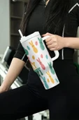 Tavşan Desenli Termal Bardak - 40oz (Beyaz) - 6