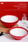 Çift Renkli Melamin Noodle Çorba Kasesi - 20 cm - Göl Mavisi Beyaz - 8