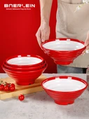 Çift Renkli Melamin Noodle Çorba Kasesi - 21.8 cm - Yeşil Beyaz - 2