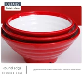 Çift Renkli Melamin Noodle Çorba Kasesi - 20 cm - Turuncu Beyaz - 11