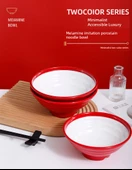 Çift Renkli Melamin Noodle Çorba Kasesi - 21.8 cm - Yeşil Beyaz - 5