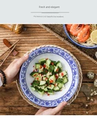 Porselen Noodle Kasesi - 7.5 inç Yüksek Ayaklı Altın Ejderha Kase thumbnail 8