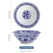 Porselen Noodle Kasesi - 9 inç Dış Desenli Kase - 1