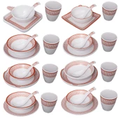 A5 Melamin Hot Pot Yemek Takımı - Platin Dört Parça Set 3 - 2