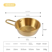 Kore Tarzı Paslanmaz Çelik Kase - 13cm - Küçük Kaseli (Altın) - 1