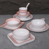 A5 Melamin Hot Pot Yemek Takımı - Platin Dört Parça Set 16 thumbnail 4