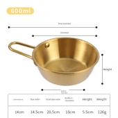 Kore Tarzı Paslanmaz Çelik Kase - 14cm - Küçük Kaseli (Altın) - 1