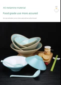 Melamin Yağmur Şapkası Şeklinde Noodle Ramen Kasesi - Mavi Beyaz PRL-7 [7 inç] + Kaşık 7008 - 7
