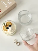 INS Stil Cam Tatlı Kasesi - Çekiç Desenli 4'lü + Tepsi - 5