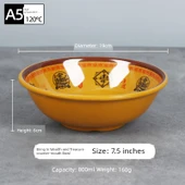 Melamin Wonton Kasesi - 6.5 inç Ağızlı Kase [Mavi ve Çiçekli] - 6