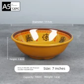 Melamin Wonton Kasesi - 6.5 inç Ağızlı Kase [Mavi ve Çiçekli] - 5
