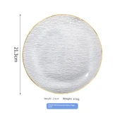 Altın Kenarlı Şeffaf Cam Tabak - Orta Boy 21cm - 1