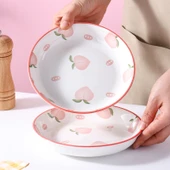 Seramik Şeftali Tabak Seti - 17.8cm - 3 Adet - 1