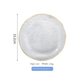 Altın Kenarlı Şeffaf Cam Tabak - Küçük Boy 15cm - 1
