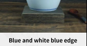 Jingdezhen Mavi Kenarlı Antika Kase - İki Çizgili 4 inç Mavi Kenarlı Tavuk Bardağı - 8