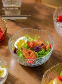 Cam Meyve Salata Çorba Kasesi Seti - Yaldızlı Kenarlı Çay Bardağı Küçük Boy Kase Hasarlı - 4