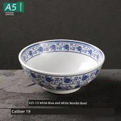 Melamin Noodle Kasesi - 7.5 inç - Beyaz Mavi Nostaljik - 1