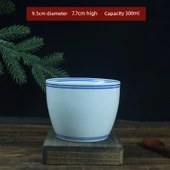 Jingdezhen Mavi Kenarlı Antika Kase - İki Çizgili 4 inç Mavi Kenarlı Tavuk Bardağı - 1