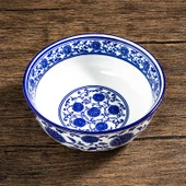 Retro Çin Seramik Ramen Kasesi - Bereket Desenli 8 inç İplik Kase (20*8.5cm) - 5