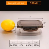 Siyah Dikdörtgen Kimchi Kabı - 350ml - Paslanmaz Çelik - Tokalı Kapaklı - 1
