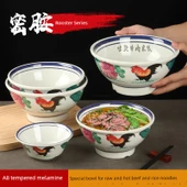 Melamin Retro Horozlu Noodle Kasesi - 7.5 inç - Ham Sıcak Etli Pirinç Eriştesi için - 2