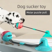 Köpek Çiğneme Oyuncağı - Vantuzlu Elastik İpli Top - Kırmızı Mavi Vantuzlu + Oval Göl Mavisi Vantuzlu thumbnail 2