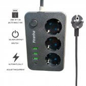 Piranha 3396 3lü USB Termal Akım Korumalı Priz - 2