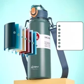Pipetli Paslanmaz Çelik Termos - 1000ml - Beyaz - 4