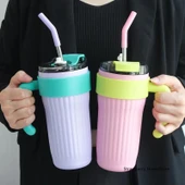 860ML Paslanmaz Çelik Termos - Pembe - 2