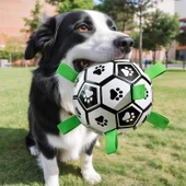 Köpek Futbol Topu - Isırmaya Dayanıklı - Diş Kaşıma Topu - Tur Futbolu M + Düğümlü Terlik - 2