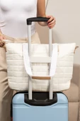 Kapitone Patchwork Büyük Tote Çanta ve Portföy Çanta 2'li Set (Beyaz) - 7